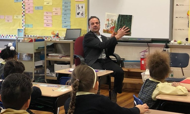 Bridgeport Mayor Surprises St. Raphael Students